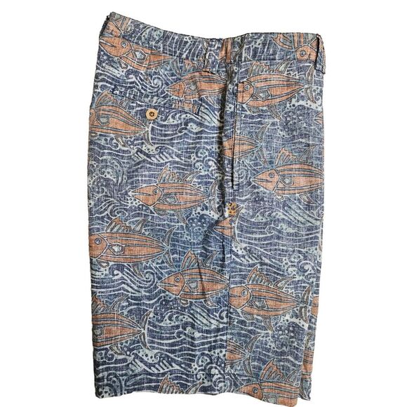 Reyn Spooner‎ Mens A'u I Nalu Shorts Fish Waves Reverse Print Size 34 - Picture 1 of 5